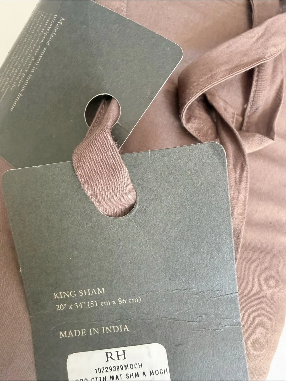 RH Euro Sham Organic Cotton Matelassé in Mochaccino brown NEW